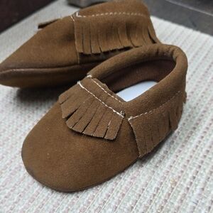 Charming Tan Kids Moccasins with Fringe
